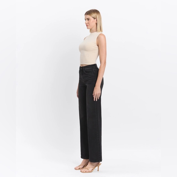 Flying Monkey Encourage - High Rise Loose Fit Wide Jeans, Faded Black, SIZE: 27 - Picture 3 of 11